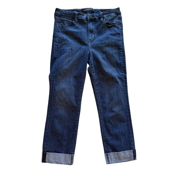Liverpool Los Angeles Womens The Crop Denim Jeans Size 10/30 Folded Cuffs Dark W - Picture 1 of 7
